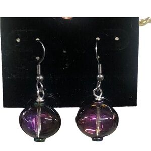 HANDCRAFTED Iridescent GLASS BEAD Drop Earrings